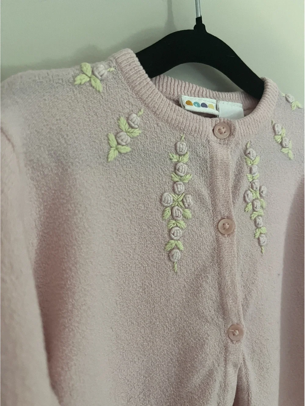 Vintage Y2K 2000 Gymboree Pink Floral Detail Long Sleeve Cardigan